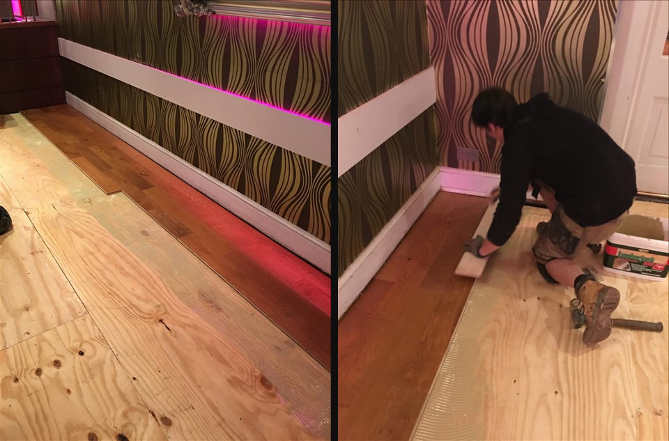 Laying of engineered wood floor