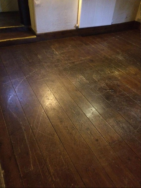 bar floor before sanders