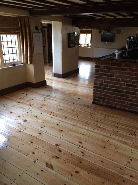 The floor has been sanded ready for coating